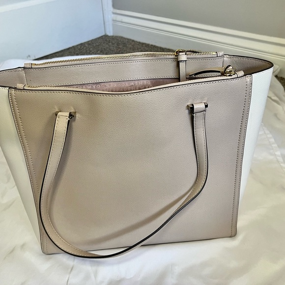 Kate Spade taupe (light pink/taupe + white) tote. - Picture 2 of 8